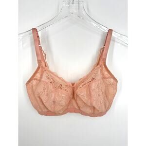 Panache Imogen 32F 10166 balconette wire free sheer lace unlined bra peach